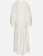 maja studio Rochie Albă Cloș din Viscoză Decorată cu Dantelă Gonireth