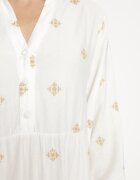 maja studio Rochie Albă din Vâscoză cu Croială Cloș cu Broderie Decorativă Nalariel