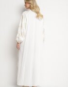 maja studio Rochie Albă din Vascoză cu Fir Metalic și Broderii Norvezira