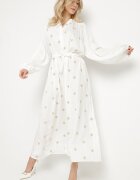 maja studio Rochie albă din viscoză Croi Oversize cu Broderie Decorativă Naleniel