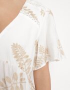 maja studio Rochie Albă din Viscoză cu Broderii Metalice Helvesia