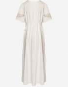 maja studio Rochie Albă din Viscoză cu Broderii Metalice Helvesia