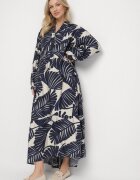 maja studio Rochie Albastră Din viscoză Cu croială evazată Cu imprimeu cu frunze Rivvesa
