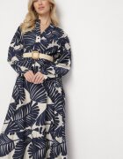 maja studio Rochie Albastră Din viscoză Cu croială evazată Cu imprimeu cu frunze Rivvesa
