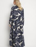 maja studio Rochie Albastră Din viscoză Cu croială evazată Cu imprimeu cu frunze Rivvesa