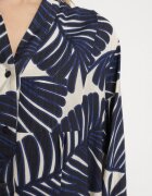 maja studio Rochie Albastră Din viscoză Cu croială evazată Cu imprimeu cu frunze Rivvesa