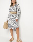 maja studio Rochie Albastră Din Viscoză Tip Cămașă Cu Flori Varvesa
