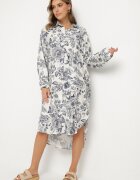 maja studio Rochie Albastră Din Viscoză Tip Cămașă Cu Flori Varvesa