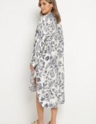 maja studio Rochie Albastră Din Viscoză Tip Cămașă Cu Flori Varvesa