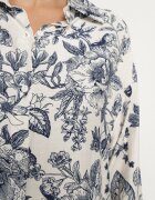 maja studio Rochie Albastră Din Viscoză Tip Cămașă Cu Flori Varvesa