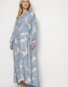 maja studio Rochie albastru deschis din viscoză cu croială evazată cu frunze Rivvesa