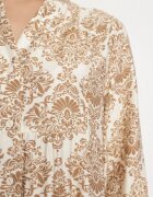 maja studio Rochie Bej Cloș din Viscoză cu Model Ornamental Gonavina