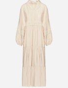 maja studio Rochie bej deschis din viscoză Boho cu croială evazată cu elastic și dantelă Gonillea