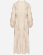 maja studio Rochie bej deschis din viscoză Boho cu croială evazată cu elastic și dantelă Gonillea