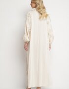 maja studio Rochie bej deschis din viscoză cu fir metalic și broderii Norvezira