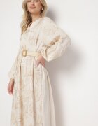maja studio Rochie bej deschis din viscoză cu fir metalic și broderii Norvezira