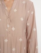 maja studio Rochie Bej din Vâscoză cu Croi Evazat cu Broderie Decorativă Nalariel
