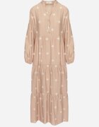 maja studio Rochie Bej din Vâscoză cu Croi Evazat cu Broderie Decorativă Nalariel