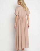 maja studio Rochie Bej din Vâscoză cu Fir Metalic și Broderie Nelvesia