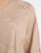 maja studio Rochie Bej din Vâscoză cu Fir Metalic și Broderii Norvezira