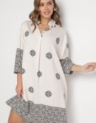 maja studio Rochie bej din viscoză decorată cu model geometric Nalanessa