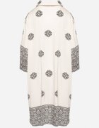 maja studio Rochie bej din viscoză decorată cu model geometric Nalanessa