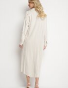 maja studio Rochie Bej Tip Cămașă din In și Viscoză cu Mâneci Reglabile Melvezia