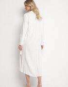 maja studio Rochie Cămașă Albă cu in și viscoză cu mâneci reglabile Melvezia