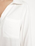 maja studio Rochie Cămașă Albă cu in și viscoză cu mâneci reglabile Melvezia