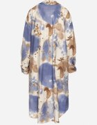maja studio Rochie Cămașă Albastră Oversize din Viscoză cu Imprimeu Abstract Gonania