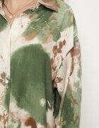 maja studio Rochie cămașă Verde Oversize din Viscoză cu Model Abstract Gonania