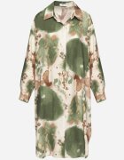 maja studio Rochie cămașă Verde Oversize din Viscoză cu Model Abstract Gonania