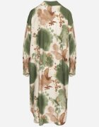maja studio Rochie cămașă Verde Oversize din Viscoză cu Model Abstract Gonania