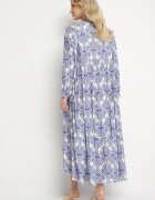 maja studio Rochie Cloș Albastră din Vâscoză cu Model Ornamental Gonavina