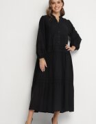 maja studio Rochie Cloș Neagră din Viscoză cu Inserții din Dantelă Nalanieth