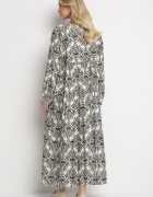 maja studio Rochie Cloș Neagră din Viscoză cu Model Ornamental Gonavina