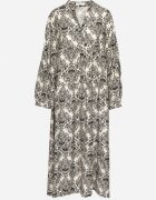 maja studio Rochie Cloș Neagră din Viscoză cu Model Ornamental Gonavina