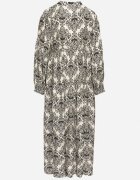 maja studio Rochie Cloș Neagră din Viscoză cu Model Ornamental Gonavina