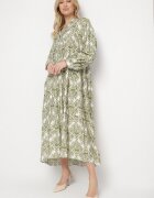 maja studio Rochie Cloș Verde din Viscoză cu Model Ornamental Gonavina
