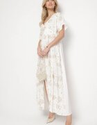 maja studio Rochie din viscoză Albă cu fir metalic și Broderie Nelvesia