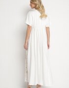 maja studio Rochie din viscoză Albă cu fir metalic și Broderie Nelvesia
