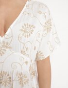 maja studio Rochie din viscoză Albă cu fir metalic și Broderie Nelvesia