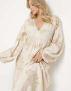 maja studio Rochie din viscoză bej evazată cu broderii metalice Fennala