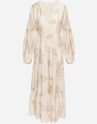 maja studio Rochie din viscoză bej evazată cu broderii metalice Fennala