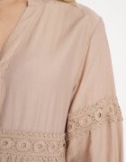 maja studio Rochie Evazată Bej închis din Viscoză Decorată cu Dantelă Gonireth