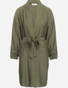 maja studio Rochie Kimono de Vâscoză Verde cu Buzunare și Inserții Ajurate Decorative Salanora