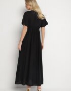 maja studio Rochie Neagră de Viscoză cu Fir Metalic și Broderie Nelvesia