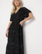 maja studio Rochie Neagră de Viscoză cu Fir Metalic și Broderie Nelvesia