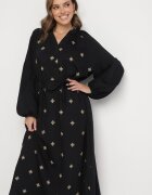 maja studio Rochie Neagră din Vâscoză cu Croi Oversize cu Broderie Decorativă Naleniel
