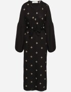 maja studio Rochie Neagră din Vâscoză cu Croi Oversize cu Broderie Decorativă Naleniel